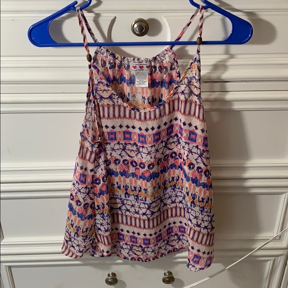 Multi-colored pink flow-y tank top